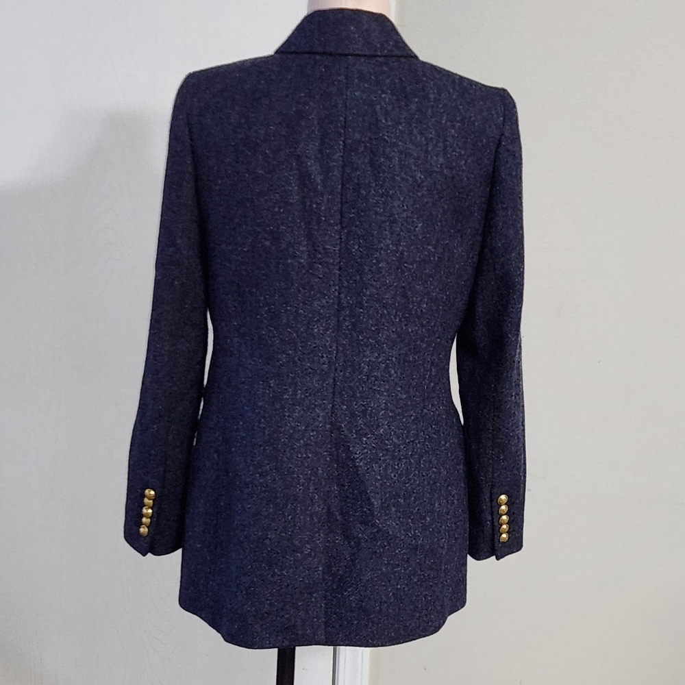 J. Crew‎ Long Parke Blazer In Navy Herringbone English Wool - Picture 9 of 16